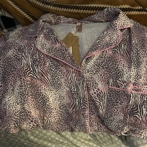 SKIMS Wild Print Pajama Set shorts with Pink Accents